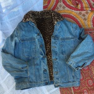 Furry Leopard Jean Jacket